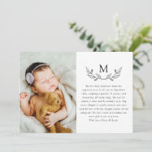 モノグラムモダンローレルフォト誕生 案内状 (スタンド正面)