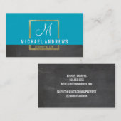 モノグラムモダンロ頭が切れるゴ金ゴールドボックスアクア炭 名刺 (正面/裏面)