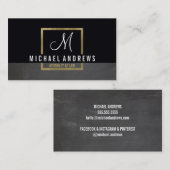 モノグラムモダンロ頭が切れるゴ金ゴールドボックス黒グレー 名刺 (正面/裏面)