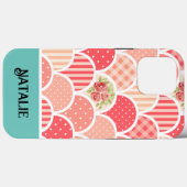 モノグラムモダンヴィンテージパターンlピンクと青 Case-Mate iPhoneケース (裏面 (横))