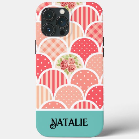 モノグラムモダンヴィンテージパターンlピンクと青 Case-Mate iPhoneケース (裏面)