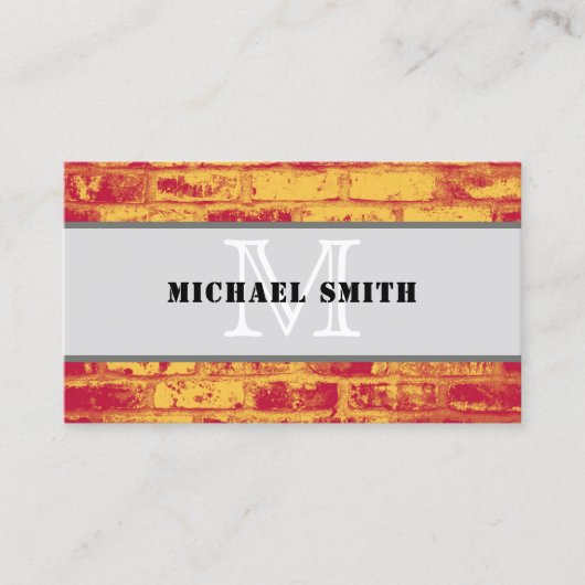 モノグラムモダンヴィンテージレンガ壁の背景 名刺 (正面)