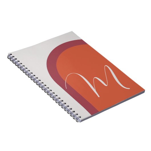 モノグラムモダン付きコーラルマゼンタピンクアーチ ノートブック (右側)