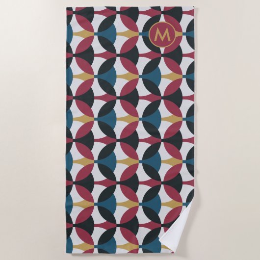 モノグラムモダン付きビーチタオル型模様 ビーチタオル (正面)