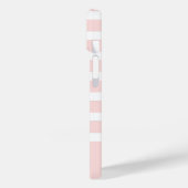 モノグラムモダン付きピンクと白ストライプの Case-Mate iPhoneケース (裏面 / 左)