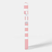 モノグラムモダン付きピンクと白ストライプの Case-Mate iPhoneケース (裏面 / 左)