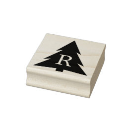 モノグラムモダン付き幾何学的ツリーシルエット ラバースタンプ