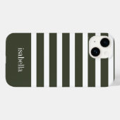 モノグラムモダン付き森の緑と白ストライプの Case-Mate iPhoneケース (裏面 (横))
