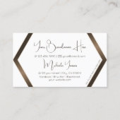 モノグラムモダン付き白色の幾何学茶色のきらめく 名刺 (裏面)