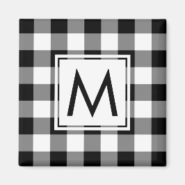 モノグラムモダン付き白黒の格子模様 マグネット