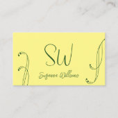 モノグラムモダン付き黄と緑のシック華美なシック 名刺 (正面)