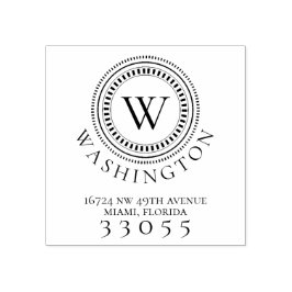 モノグラムモダン円差出人住所スタンプ ラバースタンプ