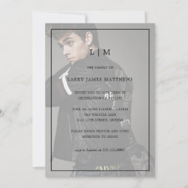 モノグラムモダン写真お祝いオブ・ライフ 招待状