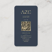 モノグラムモダン動物学動物学者ダークブルー金ゴールド 名刺 (裏面)
