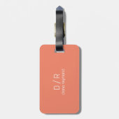 モノグラムモダン名エレガントサーモン荷物タグ ラゲッジタグ (裏面縦)