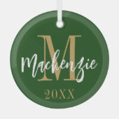 モノグラムモダン名カスタム色Keepsake ガラスオーナメント (正面)