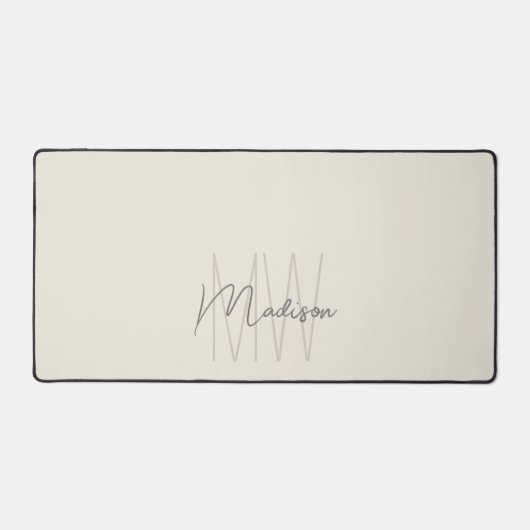 モノグラムモダン名スクリプトクリーム デスクマット (正面)