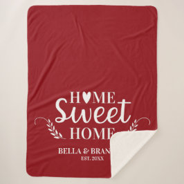 モノグラムモダン名スクリプトレッドシェルパ毛布 シェルパブランケット