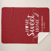 モノグラムモダン名スクリプトレッドシェルパ毛布 シェルパブランケット (正面(横))