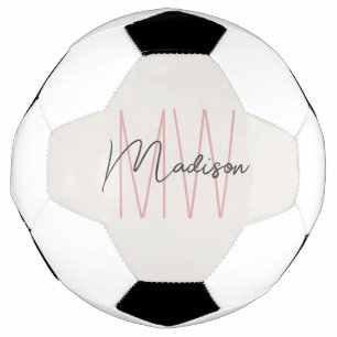 モノグラムモダン名スクリプトTan Pink サッカーボール