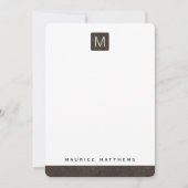 モノグラムモダン名ダークブラウン革の外観 ノートカード (正面)