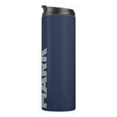 モノグラムモダン名ダークブルー白ストライプ色 タンブラー (回転右)