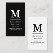モノグラムモダン名刺 – 白黒 名刺 (正面/裏面)