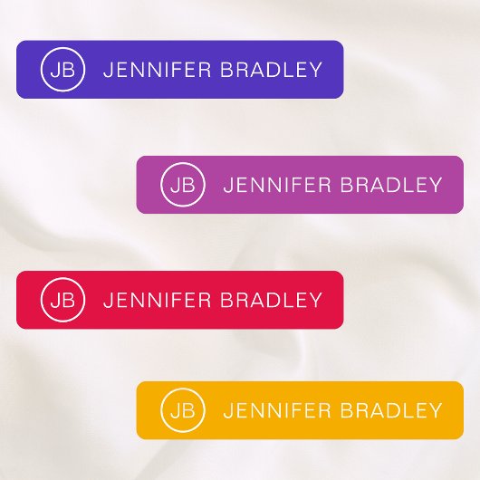 モノグラムモダン名前をカスタムするカラフルガーリー ラベル