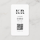 モノグラムモダン名前をカスタムするダークネイビーブルーQr 名刺 (裏面)