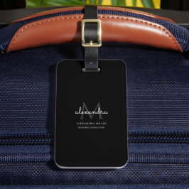 モノグラムモダン名白黒シンプル文字 ラゲッジタグ