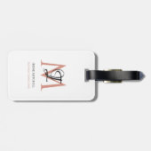 モノグラムモダン名白黒バラ金ゴールドシンプル ラゲッジタグ (裏面横)