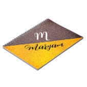 モノグラムモダン名 – ブラック金ゴールドスパイラルノートブック ノートブック (左側)