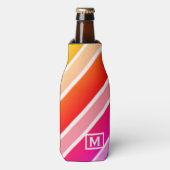 モノグラムモダン夏ストライプのかわいいクール ボトルクーラー (ボトル正面)