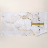 モノグラムモダン大理石パタパーソナライズされたーン ビーチタオル (正面)