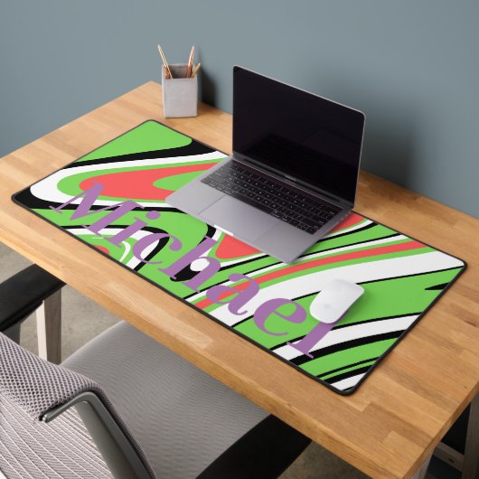 モノグラムモダン大理石パターンlグリーンパープル デスクマット (オフィス2)