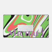 モノグラムモダン大理石パターンlグリーンパープル デスクマット (キーボード&マウス)