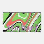 モノグラムモダン大理石パターンlグリーンパープル デスクマット (正面)