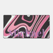 モノグラムモダン大理石lピンクと黒 デスクマット (正面)