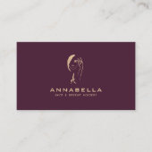 モノグラムモダン女性顔ラインアート 名刺 (正面)