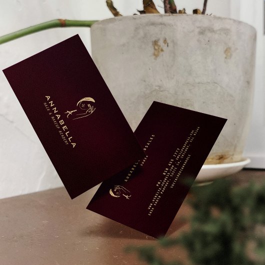 モノグラムモダン女性顔ラインアート 名刺