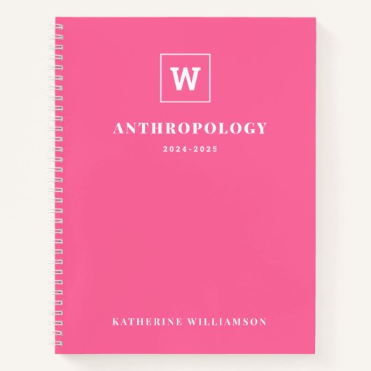 モノグラムモダン学校教科学生名前をカスタムする ノートブック (正面)