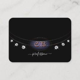 モノグラムモダン宝石と黒とバラの金ゴールド 名刺