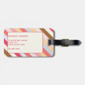 モノグラムモダン対角キャンディストライプパーソナライズされた ラゲッジタグ (裏面横)