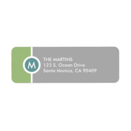 モノグラムモダン差出人住所ラベル – 緑/グレー ラベル