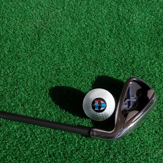 モノグラムモダン幾何学イニシャルDコーラルブルー ゴルフボール