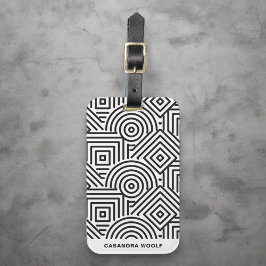モノグラムモダン幾何学的グレーと白のパターン ラゲッジタグ