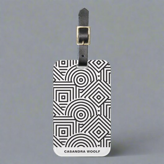 モノグラムモダン幾何学的グレーと白のパターン ラゲッジタグ