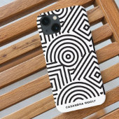 モノグラムモダン幾何学的グレーと白のパターン Case-Mate iPhoneケース