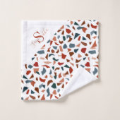 モノグラムモダン幾何学的パターン バスタオルセット (ウォッシュタオル)