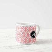 モノグラムモダン幾何学的ピンクブラックエスプレッソマグカップ エスプレッソカップ (正面右)